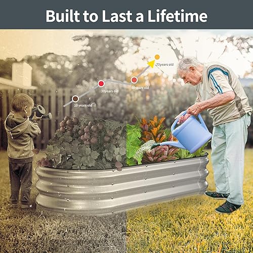 Miniatura 6 de Kesfitt Kit de cama de jardín elevada cajas elevadas galvanizadas para exteriores con bordes de seguridad y guantes camas de jardín grandes de metal