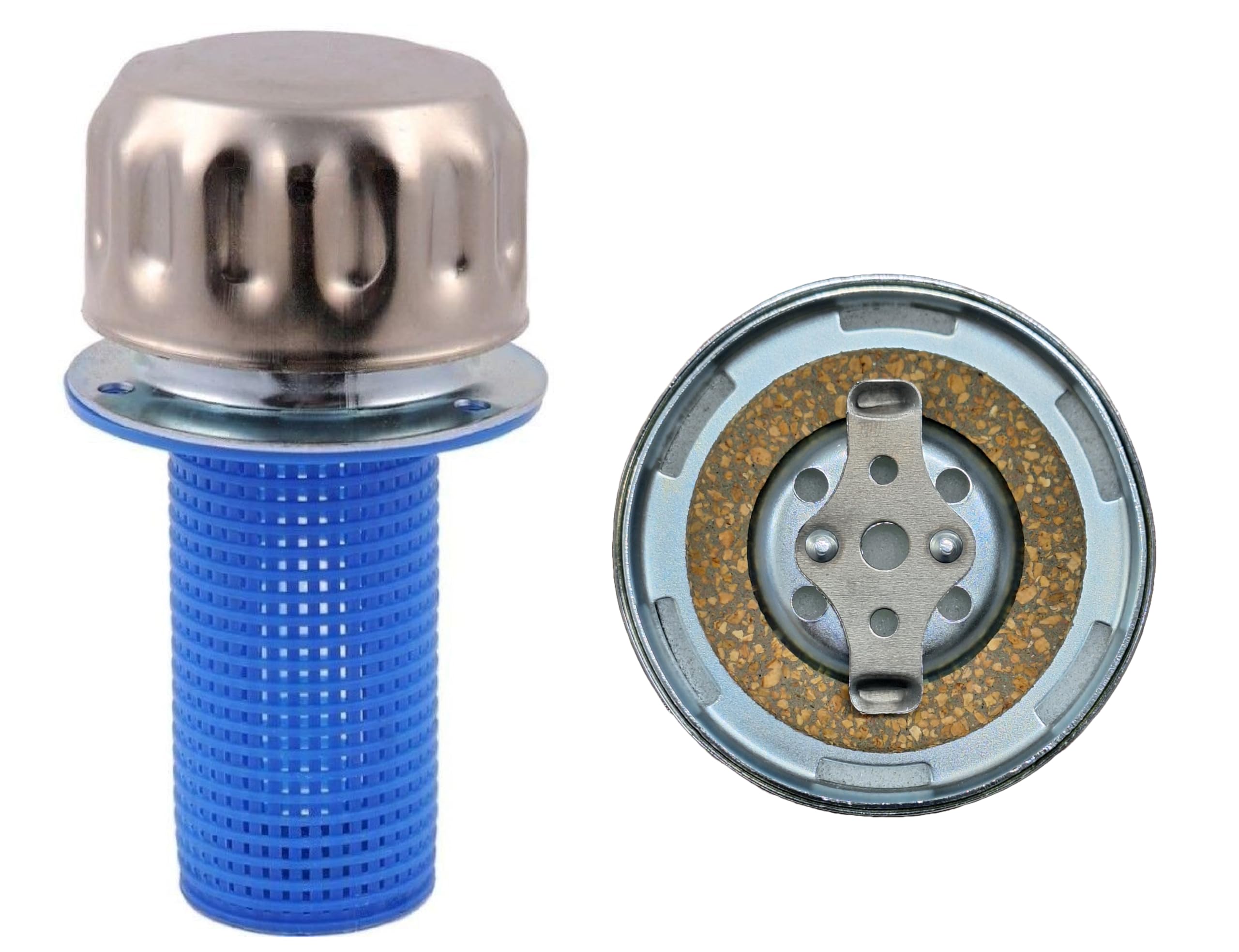 ÜREL Hydraulic Tank Breather Cap for Oil & Fuel Reservoir – Metal Filler Vent Cap (with Strainer, Bayonet Lock, Chrome Plated, Cork Gasket)