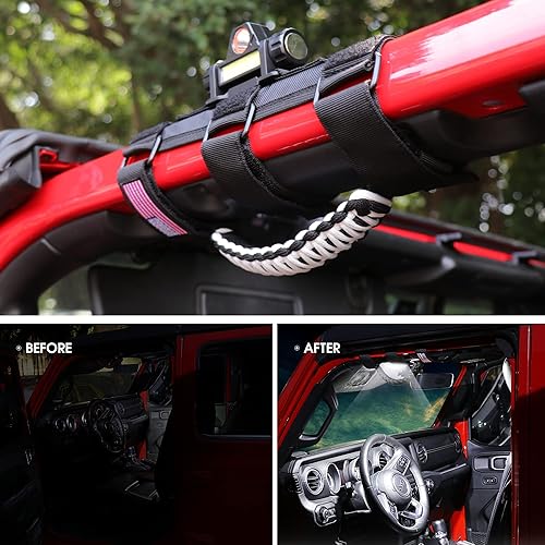 Miniatura 9 de Asas de agarre de barra de agarre con luz para Jeep Wrangler Accesorios TJ JK JL YJ Unlimited Rubicon Sahara 2 puertas 4 puertas Jeep Gladiator JT,
