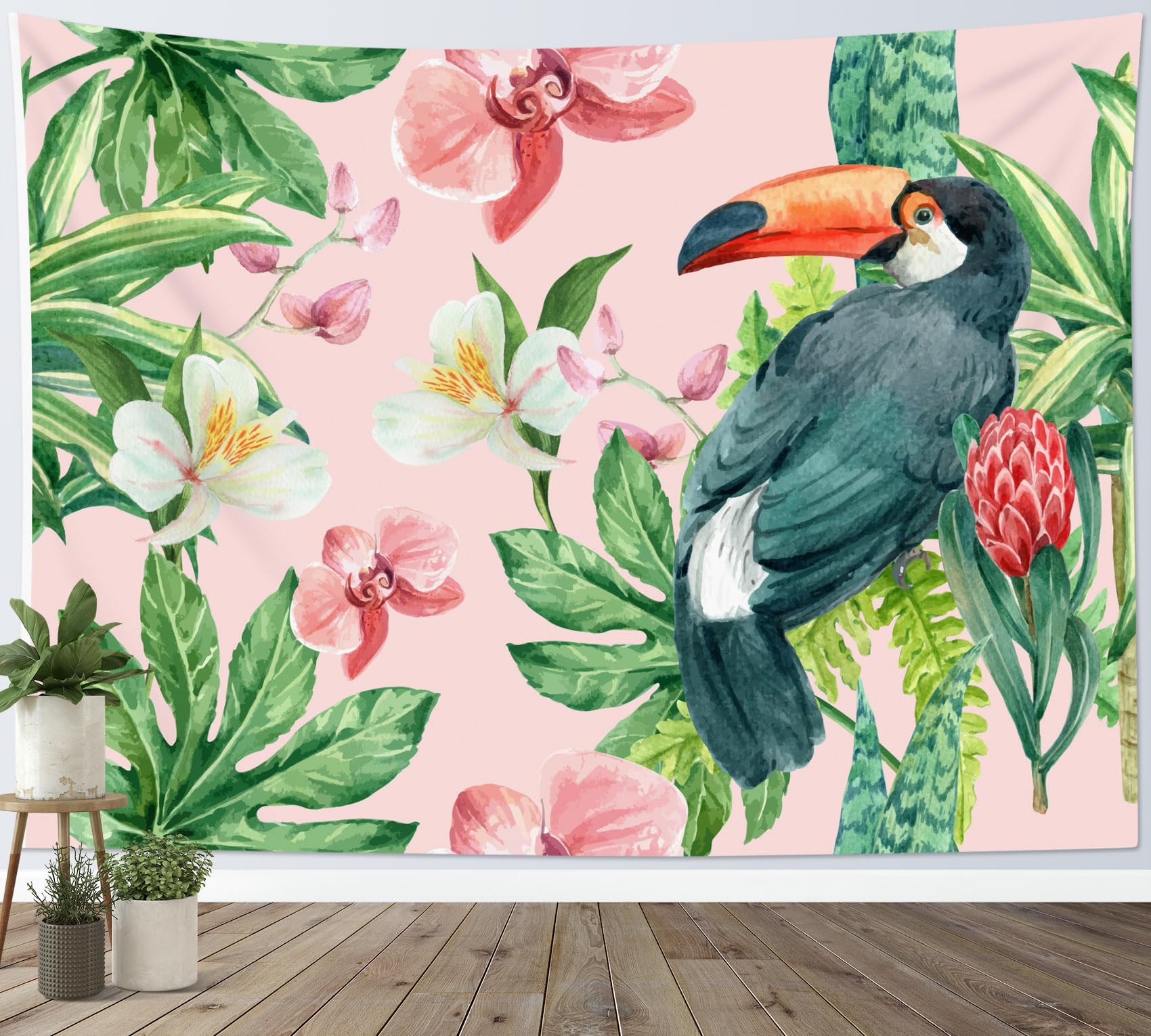 Tapiz De Pared Loro tropical acuarela verde Tapices De Pared Camping 2XL