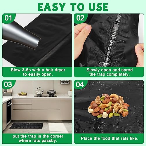 Miniatura 5 de Tabla de pegamento para trampa para ratones, paquete de 12, almohadillas adhesivas extra grandes y resistentes para control de ratas y ratones en