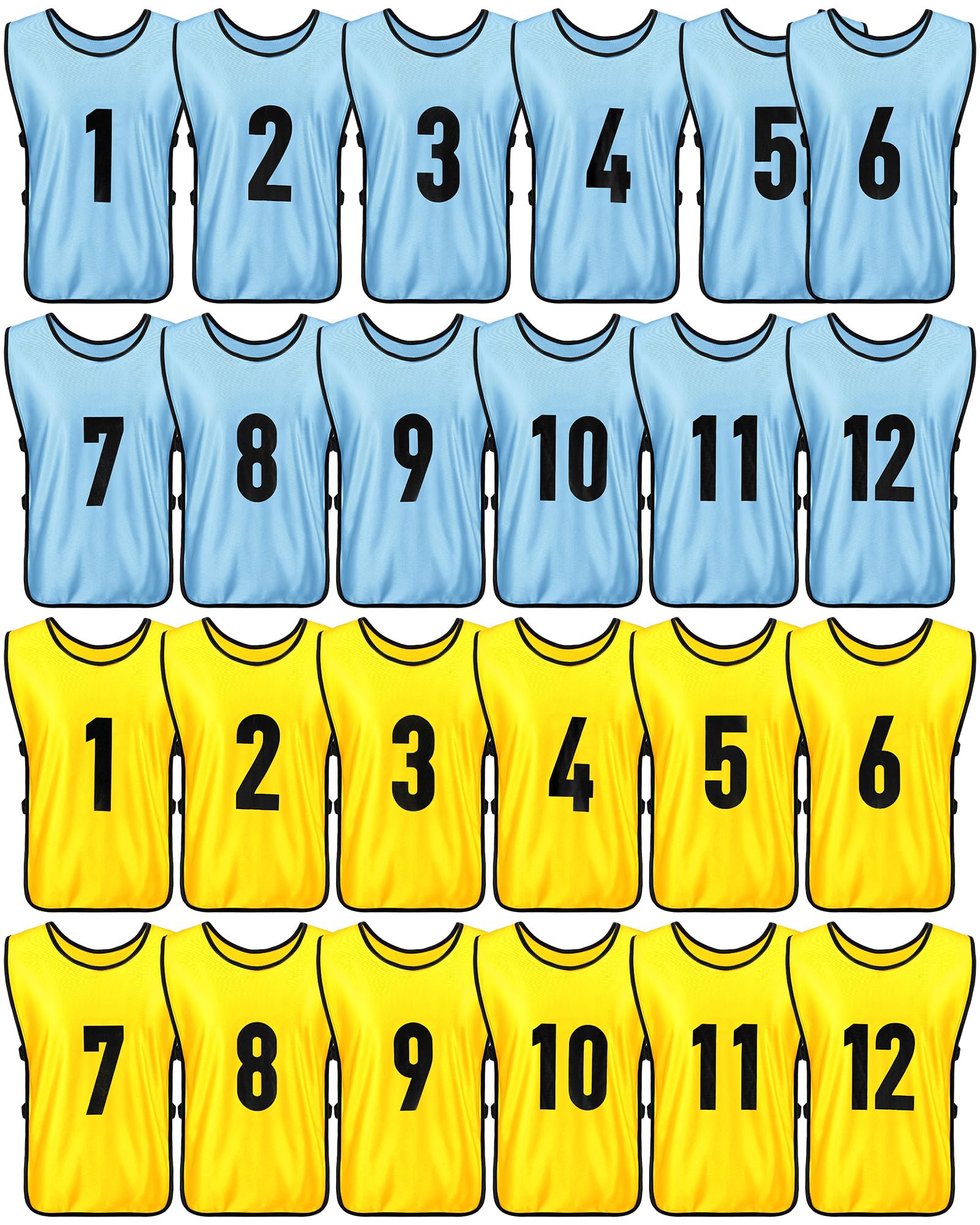 Yahenda 24 Pcs Soccer Pinnies Numbered Vests Adult
