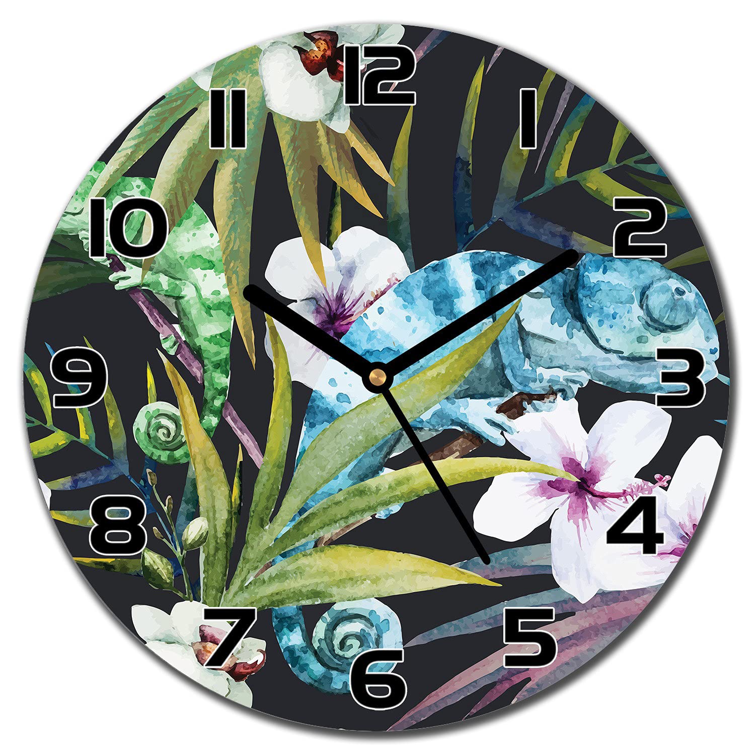 Horloge jungle en verre de 30 cm pour illuminer la décoration murale du salon