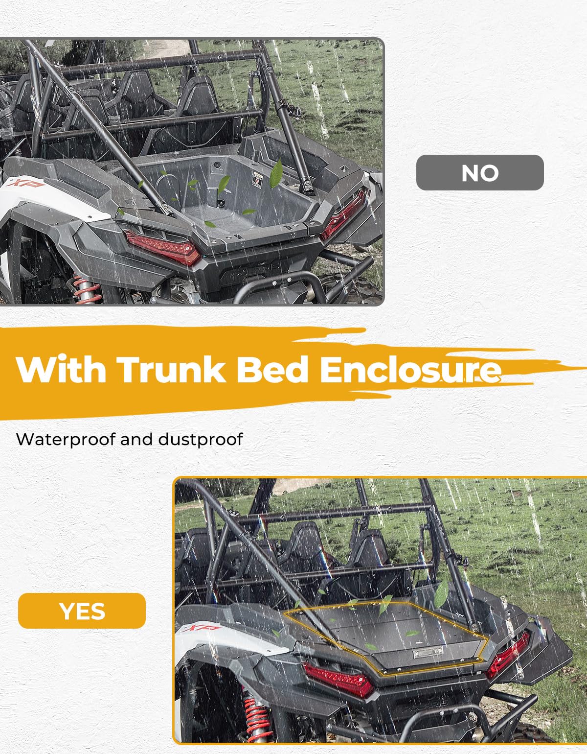 KEMIMOTO 2024/2025+ XP 1000 Trunk Bed Enclosure UTV Storage Enclosure Cargo Bed Cover Compatible with 2024 2025+ Polaris RZR XP 1000/4 Ultimate/Sport/Premium Protects Your Cargo