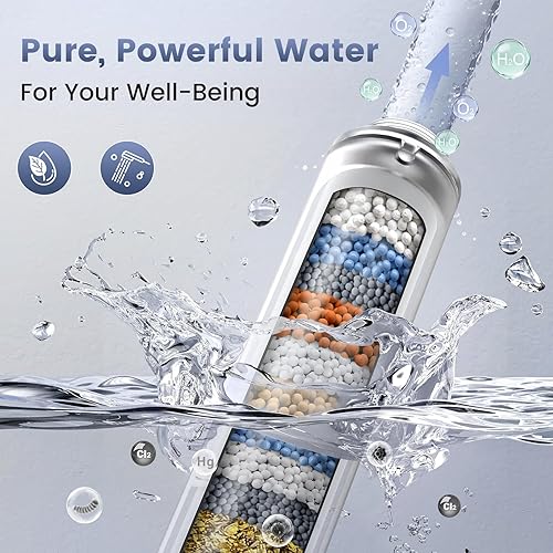 Miniatura 3 de Cabezal de ducha filtrado con mano, cabezal de ducha de alta presión con 8 pulverizadores con filtros y cabezal de ducha desmontable mejorado,