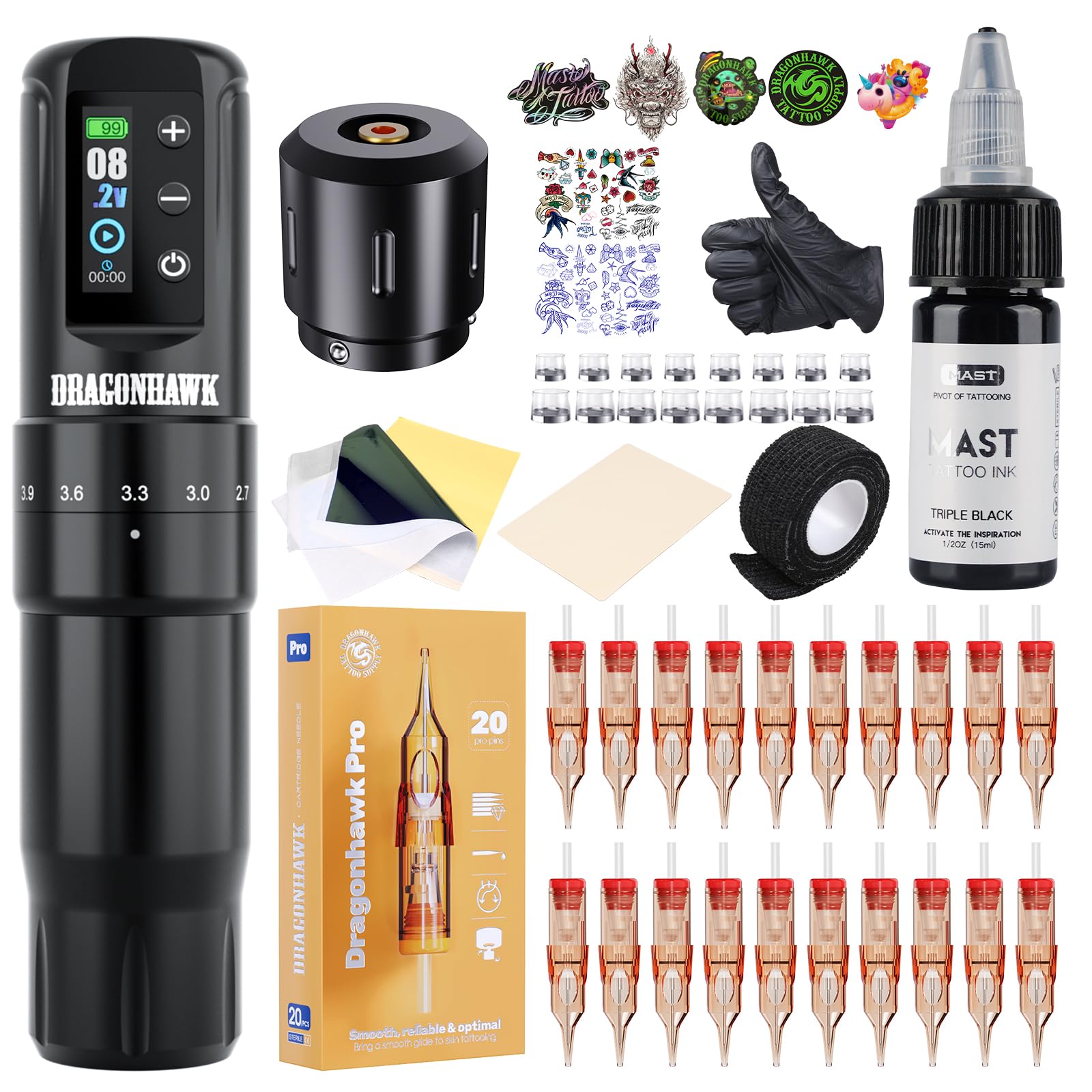 Amazon.com: Dragonhawk Atom2 Pro Wireless Beginner Tattoo Kit