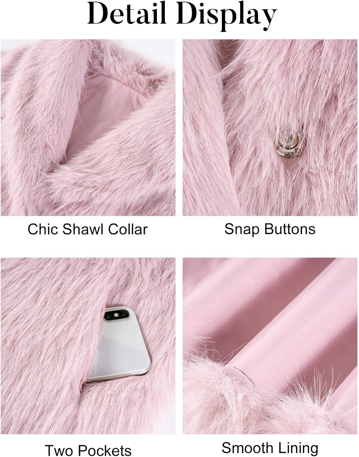 COZYPOIN Womens Long Faux Fur Coat Long Sleeve Lapel Furry Fur Jackets Winter Warm Fluffy Outerwear Shaggy Overcoat - Image 7