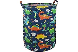 19.7'' Baby Dinosaur Round Laundry Toy Organizer Clothes Hamper Bin for Kids...