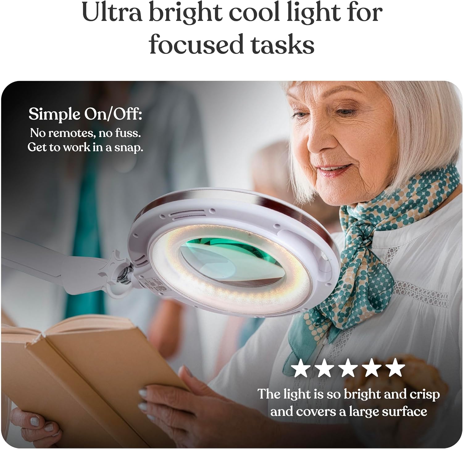 Brightech LightView Pro 2 in 1 Magnifying Floor Lamp & Table Lamp - Hands Free Magnifier with Bright LED Light for Reading - Work light With Adjustable Arms - Standing Mag Lamp
