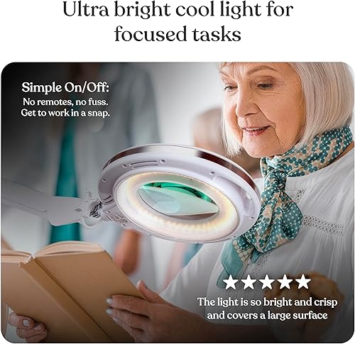 Miniatura 3 de Brightech LightView Pro - Lámpara de pie y lámpara de mesa con aumento 2 en 1, lupa manos libres con luz LED brillante para lectura, luz de trabajo
