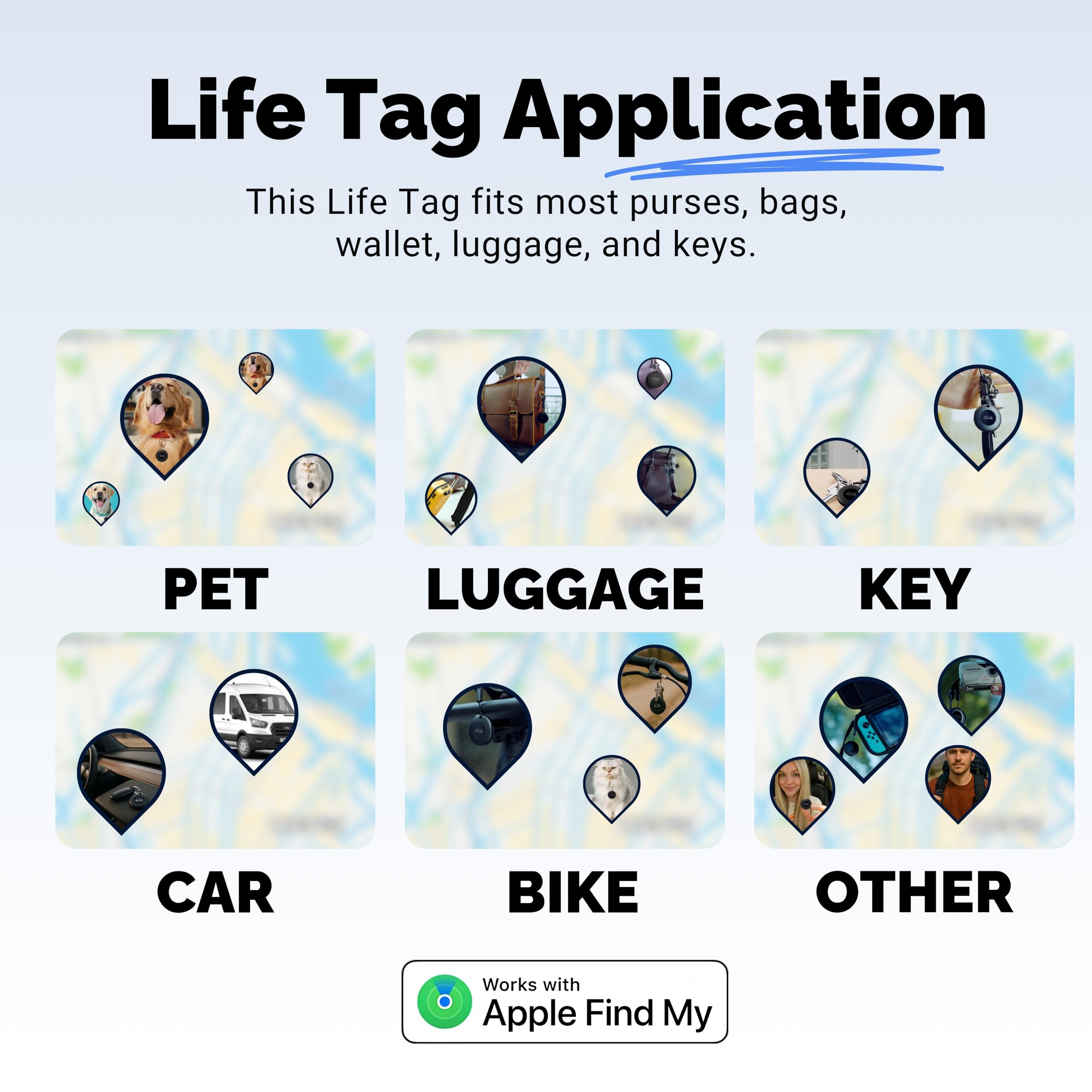 Lifemate Life Tag – Smart Bluetooth Tracker kompatibel med Apple Find My, AirTag-alternativ för nycklar, väskor, bagage och värdesaker – 8-pack, enkel spårning och snabb lokalisering