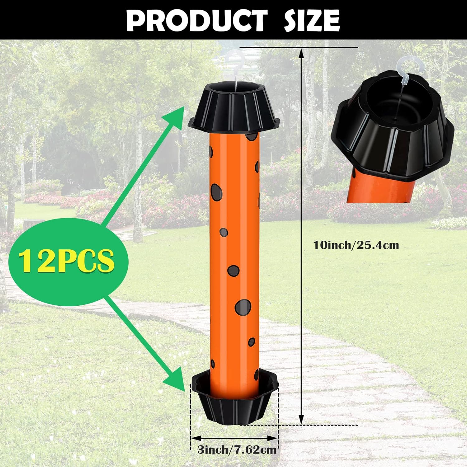 12 Pcs Sticky Fly Trap Fly Stick Indoor Outdoor Long Lasting Adhesive Fly Catcher with Hanging Hook for Wasps Gnats Bugs Insects Moths Fruit Flies Mosquitoes Spiders Fleas (Orange, Black)