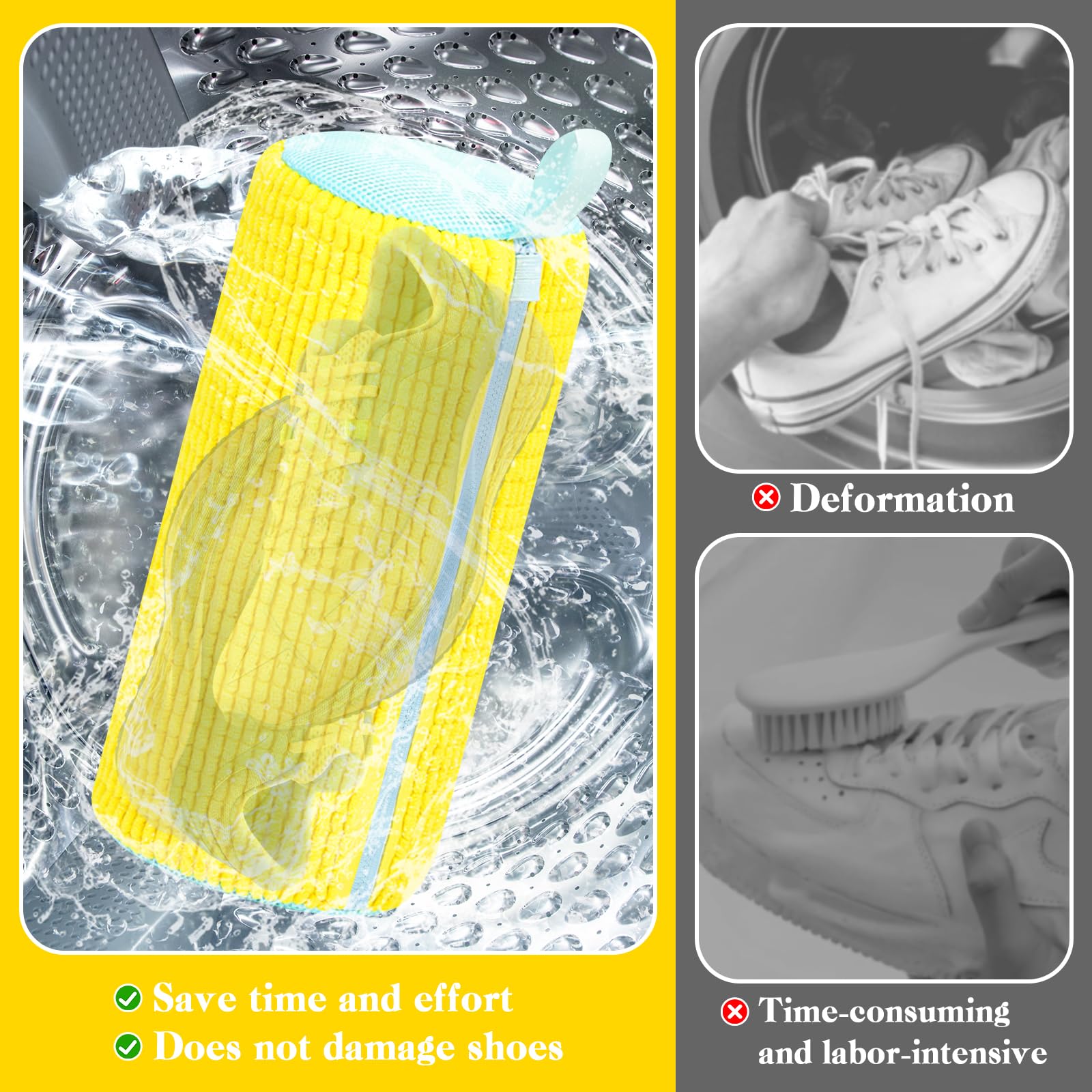 Sacchetto Scarpe Lavatrice, Sacchetti per Scarpe Lavanderia con Cerniera, 360 gradi Efficiente a Borsa da Biancheria per Scarpe, Riutilizzabile e Resistente, per Scarpa Ciclismo Calcio