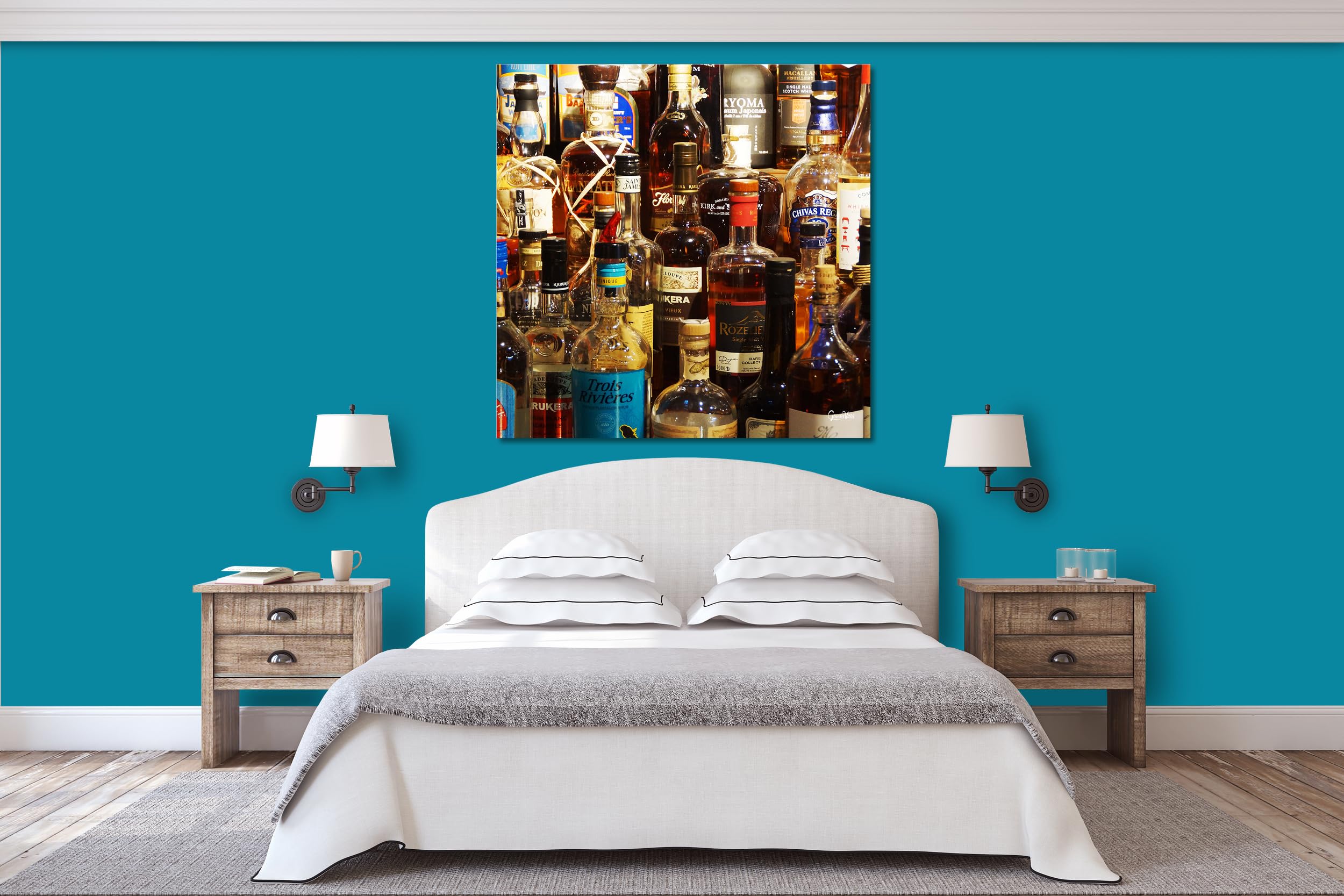 Glücksvilla - Drinks 3 - (Leinwand-Bild 5 cm, 120 x 120 cm) | div. Maße - aus DE - Kunstdruck XXL Deko Wandbild Quadrat - Getränke Bar Alkohol Restaurant