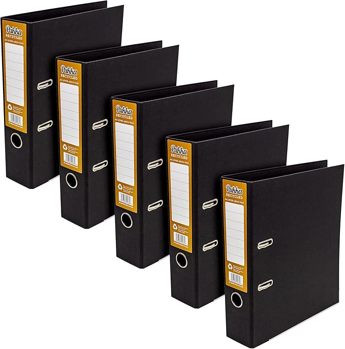 Pukka Pad, Black Recycled Lever Arch A4 Binder 2 Ring, 70mm