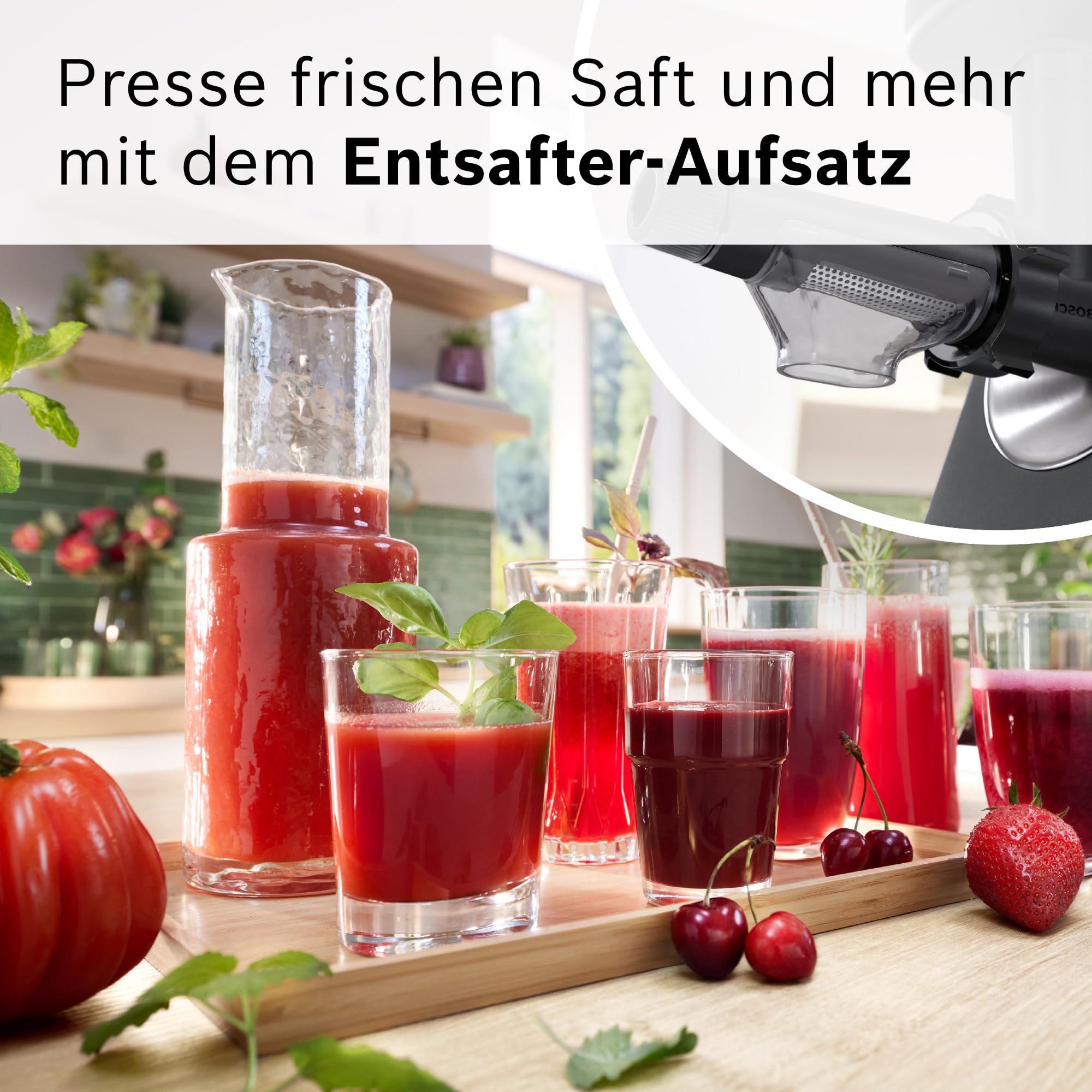 Bosch Fleischwolf Serie 6, 3 Lochscheiben (3, 4,5/8 mm) Edelstahl, spülmaschinenfest, Entsafter, Wurst-/ Kebbe-Aufsatz, elektrisch, stark, kompakt, 2.100 W, schwarz, MultiPower MFWS650B