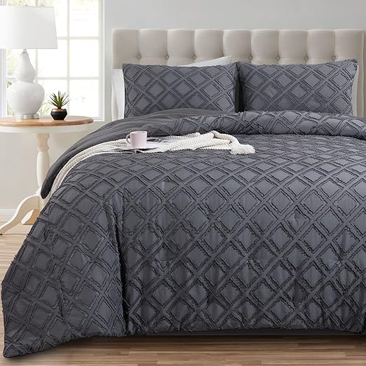 ROYALAY Boho Oversized King Comforter Set 120x120Tufted Jacquard Geometry Bedding