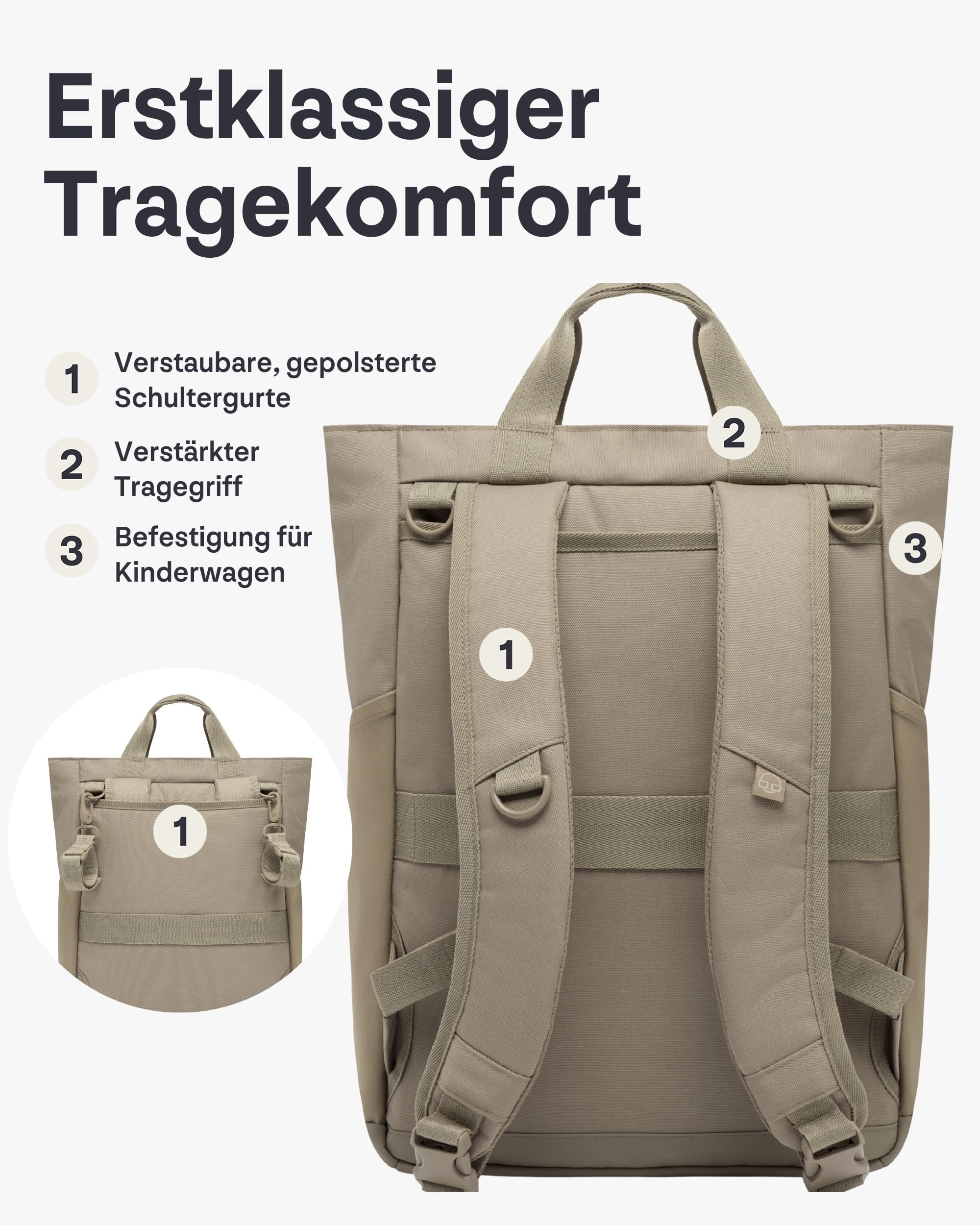 Johnny Urban Wickelrucksack & Wickeltasche für Kinderwagen - Blair - Kinderwagentasche mit vielen Fächern & Flaschenhalter - 16 Liter Volumen - Wasserabweisend