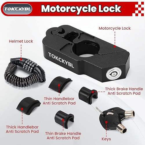 Miniatura 7 de Cerradura de motocicleta, casco antirrobo, bloqueo de freno y manillar, universal para motocicletas, cuatrimotos, motos de cross, ciclomotores,