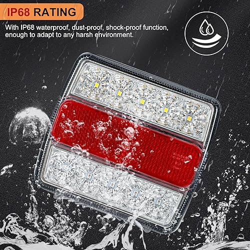 Miniatura 5 de BLACKHORSE-RACING Kit de luz LED magnética para remolque, 2 luces LED universales para remolque, luz de giro de freno de funcionamiento, IP68