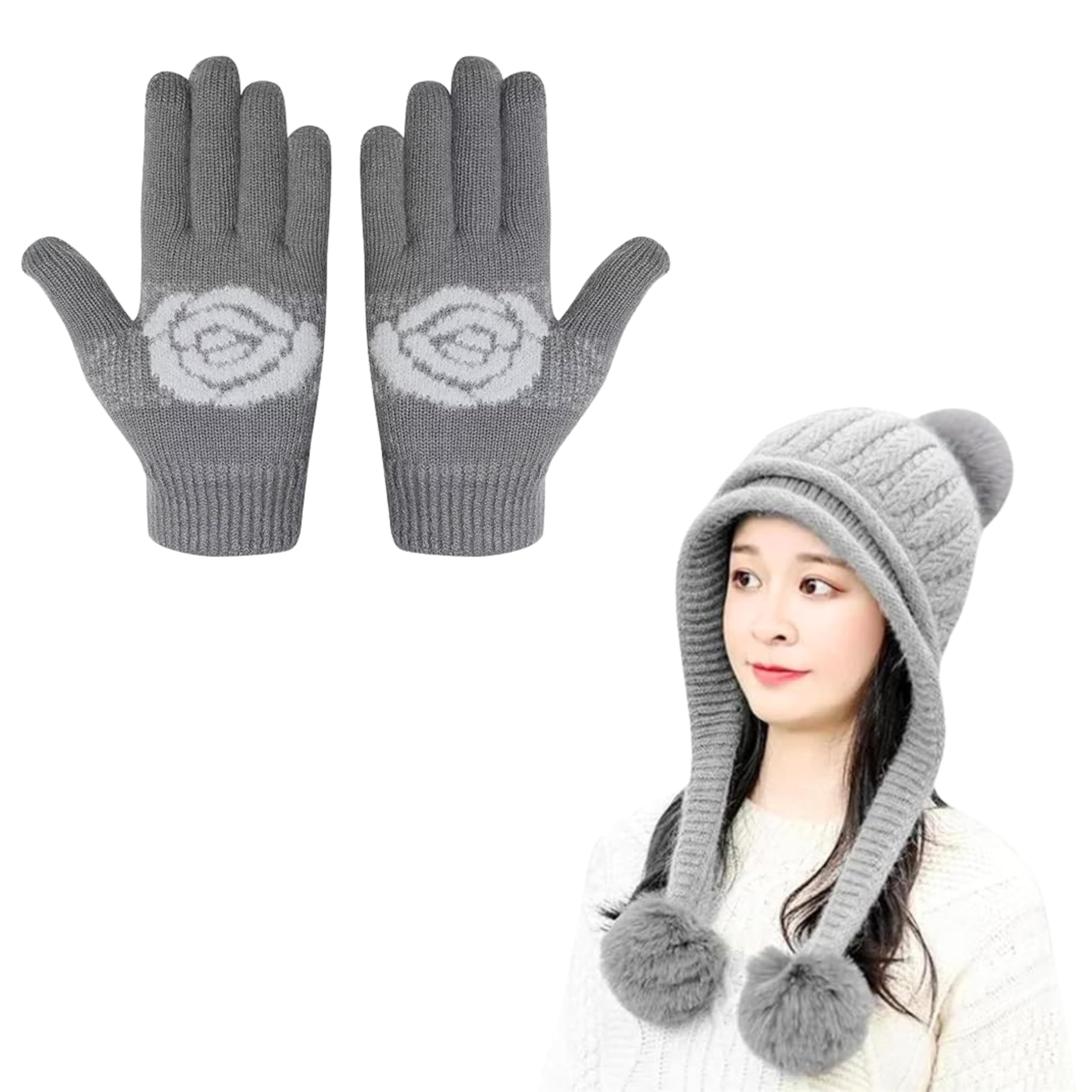 Tomorrow Winter Beanie with Touch Screen Gloves, Perfect for Cold Weather, Winter Accessories Set for Women, Comfort and Style, Cozy & Fashionable Design, gloves and beanie combo