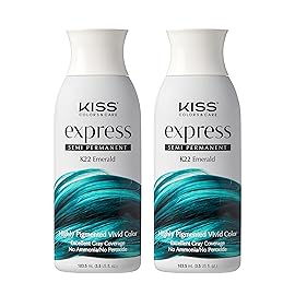Kiss Express Semi-Permanent Hair Color 100mL (3.5 US fl.oz) (2 PACK, Emerald)