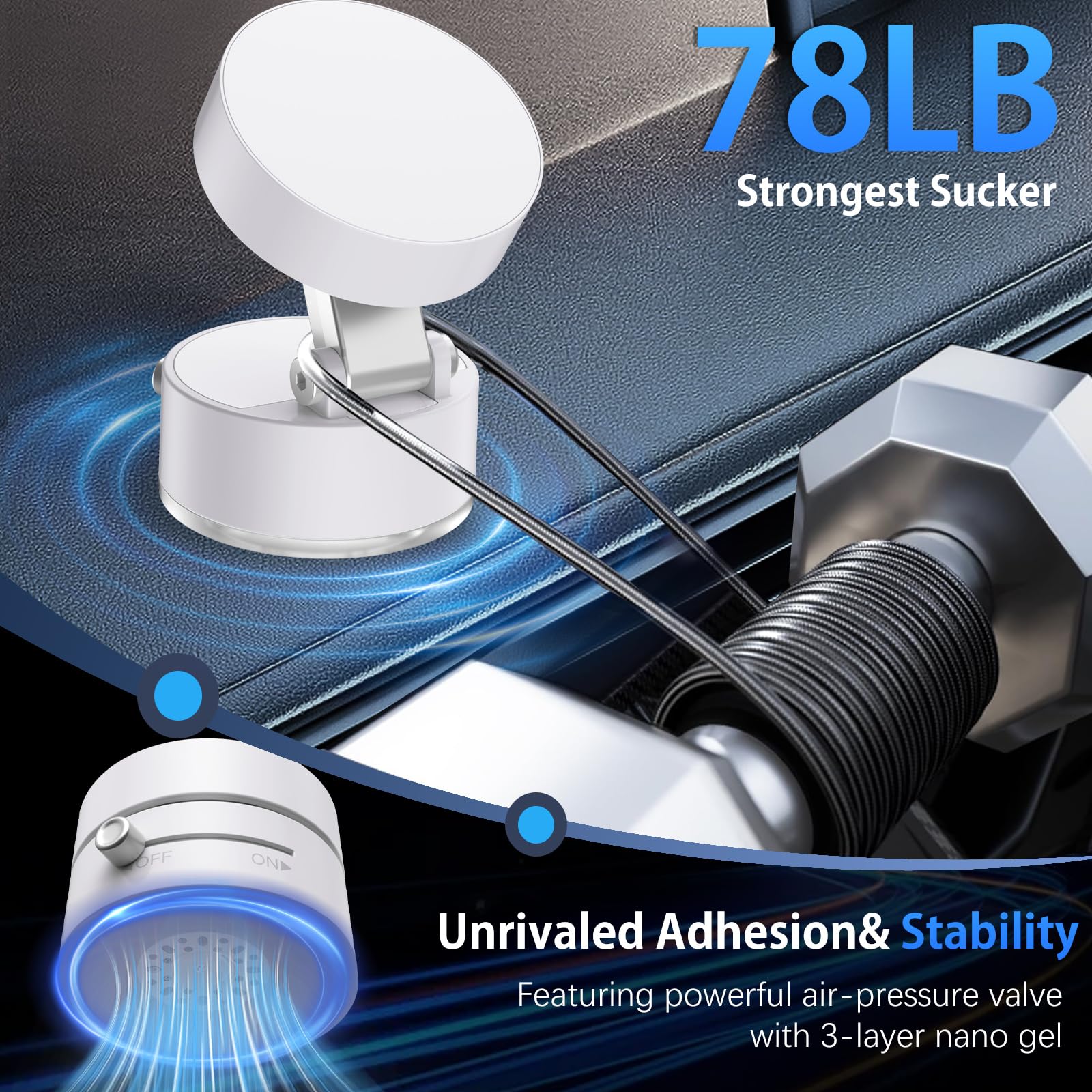 ASANTEUR Magnet Handyhalter Auto | 360° Drehbar Mit N52 Magnet & Vakuumsauger | Schwarz