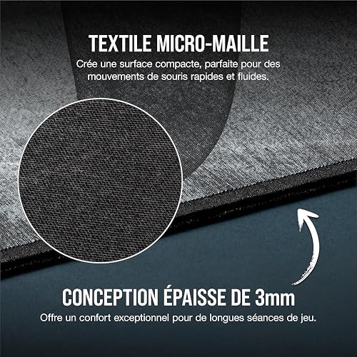 Corsair MM300 PRO Tapis de Souris Gaming – Élargi (93cm x 30cm) – Noir/Gris - 5
