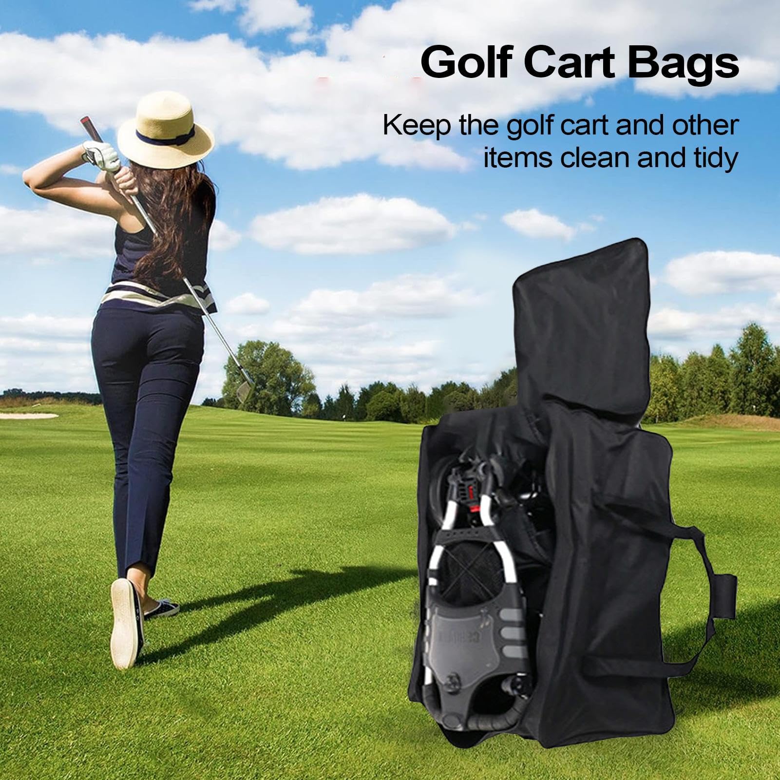 Sac de Chariot de Golf – Housse de Rangement imperméable pour Chariot de Club de Golf | Housse de Protection Confortable et Peu encombrante pour Les Amateurs de Professionnels Adultes