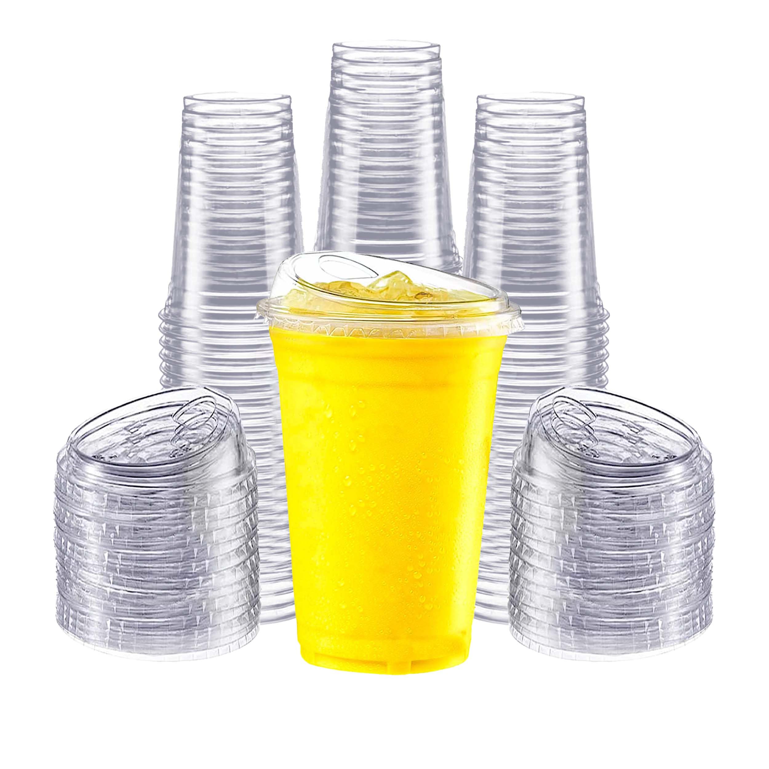 50-Pack 20 oz Clear Plastic Cups with Strawless Sip-Lids —  Disposable Cold Drinking Cups with Lids, To Go Plastic Container for Iced Cold Coffee, and Soda for Events and Everyday Use.