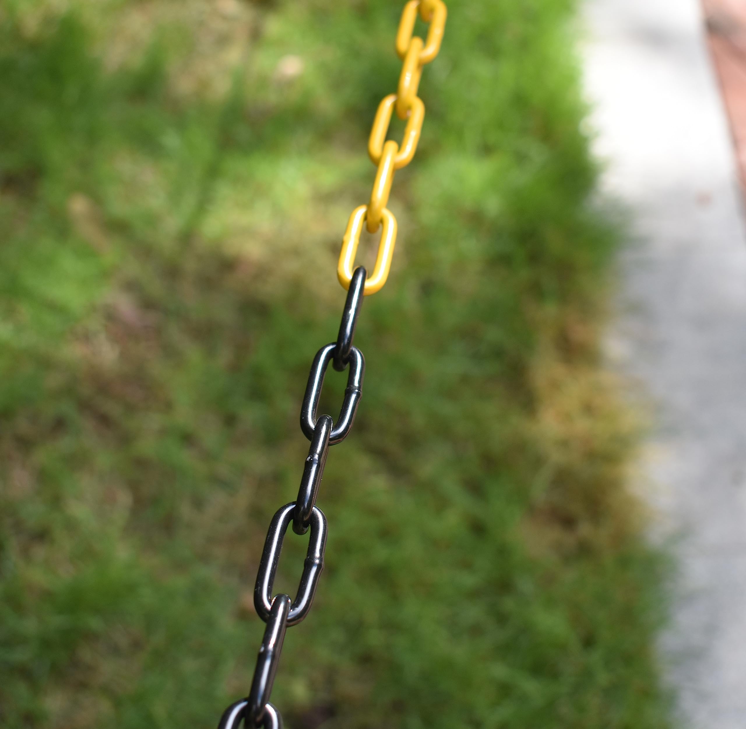 Chaîne de Signalisation en Métal avec 2 Boucles de Connexion - Jaune/Noir Diamètre de 4 mm - Chaîne de Barrière Chaîne de sécurité (10 Mètres)