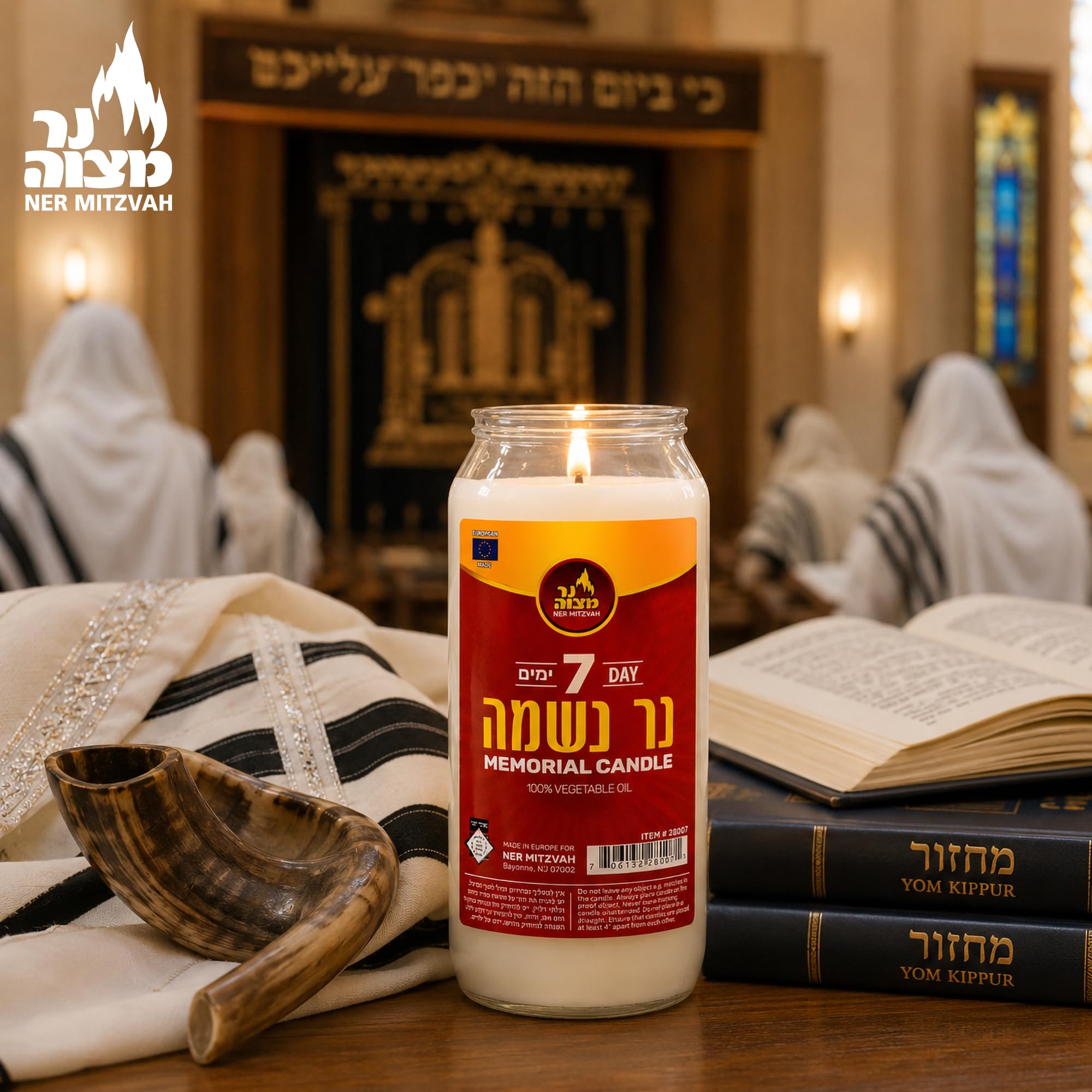 Ner Mitzvah - Świeca Yartzeit – 10 sztuk – koszerna świeca Yahrtzeit Memorial i Yom Kippur w plastikowym uchwycie