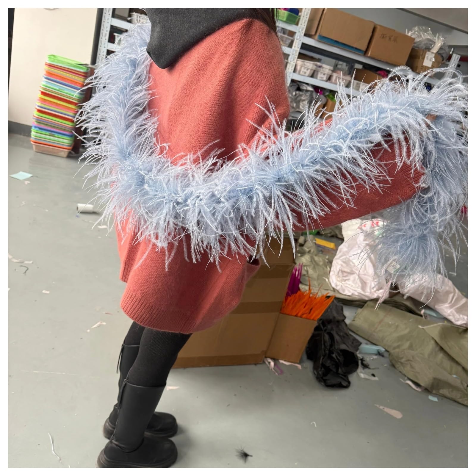 Bunte Federboas Straußenfeder-Boa-Schal, Flauschige Plumas-Boas, Schals, Hochzeitsdekoration, DIY-Party, kreatives Kleidungshandwerk(Color 36)