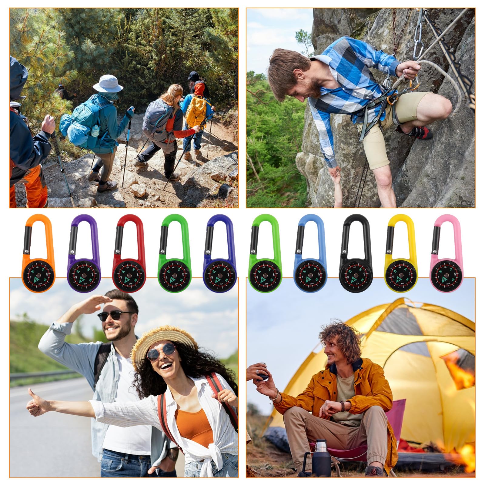 20 Pezzi Mini Bussola Portachiavi Multicolore Bussole con Moschettone Multifunzione Bussola Professionale per Attività All'Aperto Campeggio Escursionismo Arrampicata Viaggiare Pesca