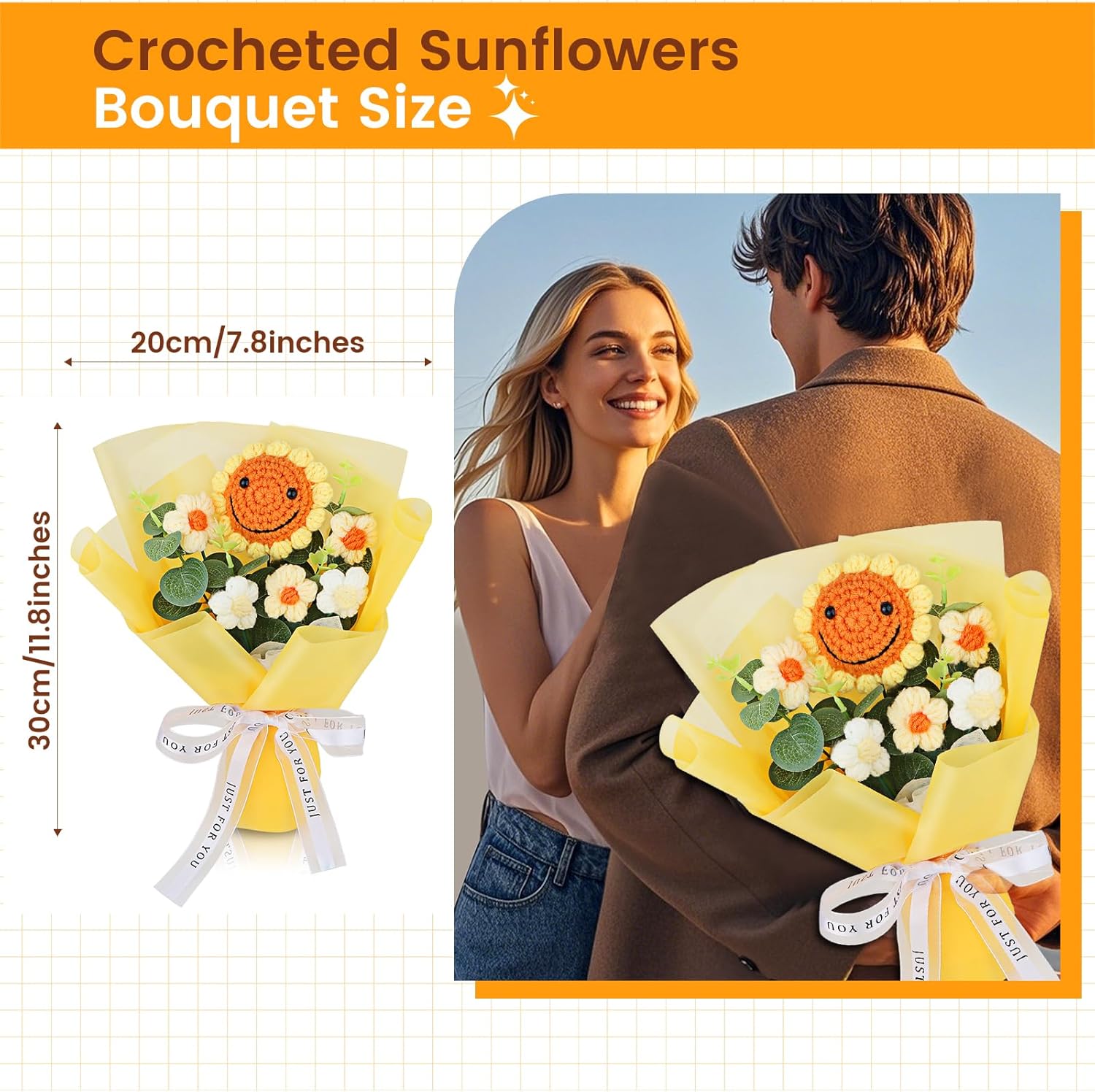 Handmade Crochet Sunflower Bouquet – Knitted Flower Gift, Eternal Yarn Sunflower Bouquet for Mother’s Day, Graduation, Teachers' Day & Birthday Ready to Gift - Image 7