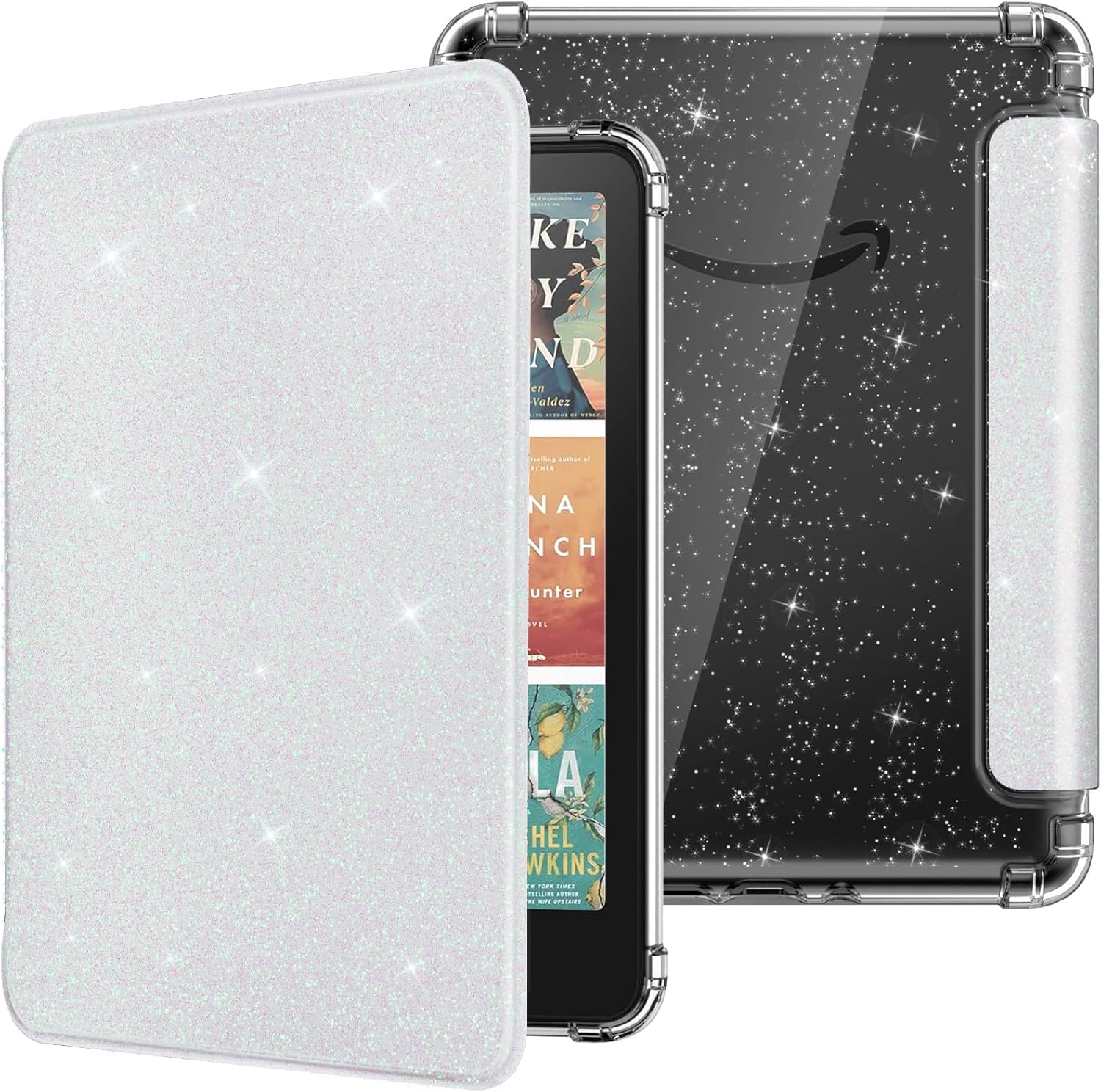 MoKo Case for All-New 7" Kindle Paperwhite 2024 12th Gen&Kindle Colorsoft Signature Edition 2024,Ultra Clear Soft Flexible Glitter TPU Back Cover Light Shell with Auto Wake/Sleep, Glitter White