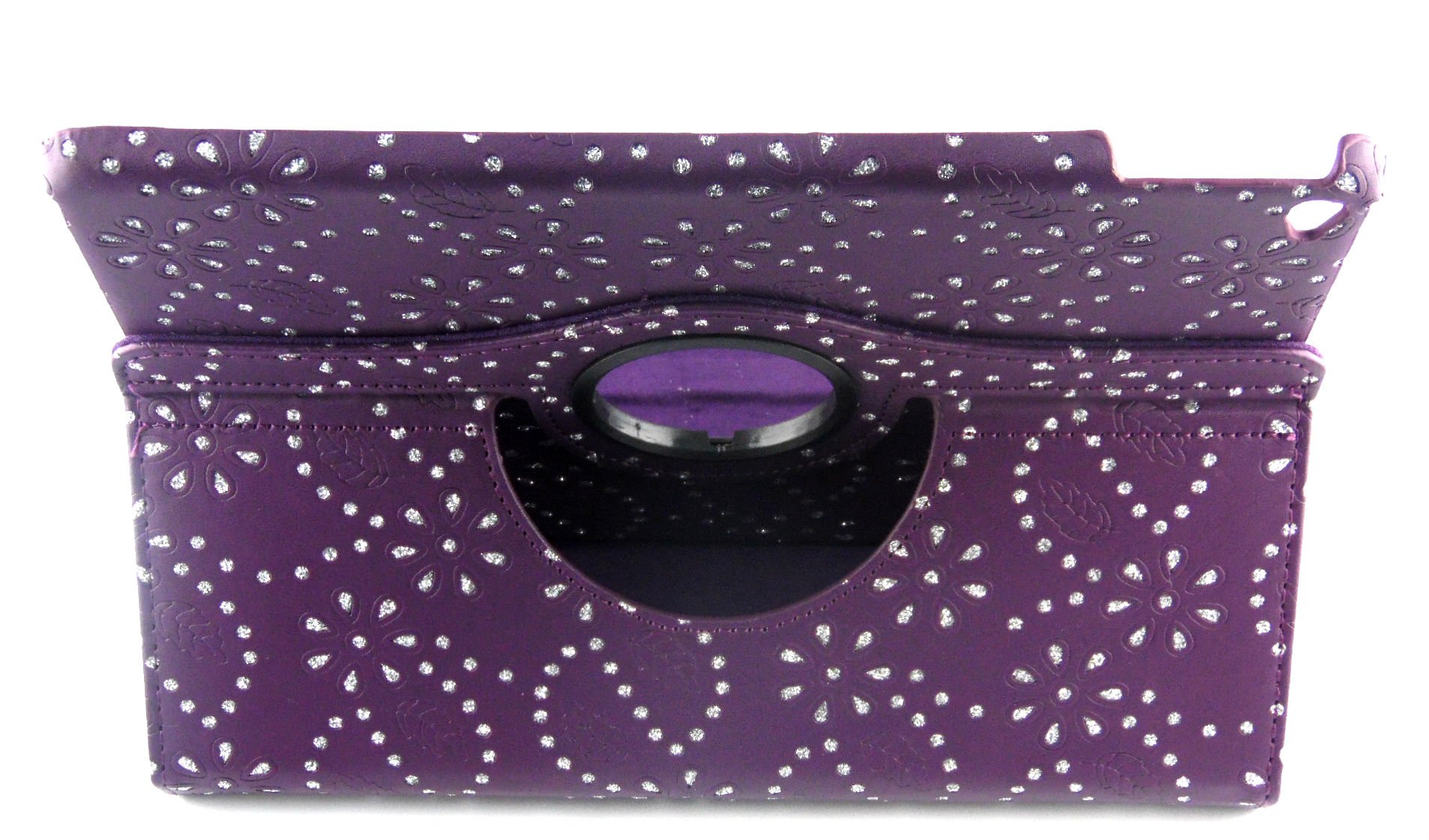 Bling Diamond 360 Degree Rotating Case with Stand for iPad Air 2 / iPad 6 with Screen Protector and Stylus Pen (Purple)