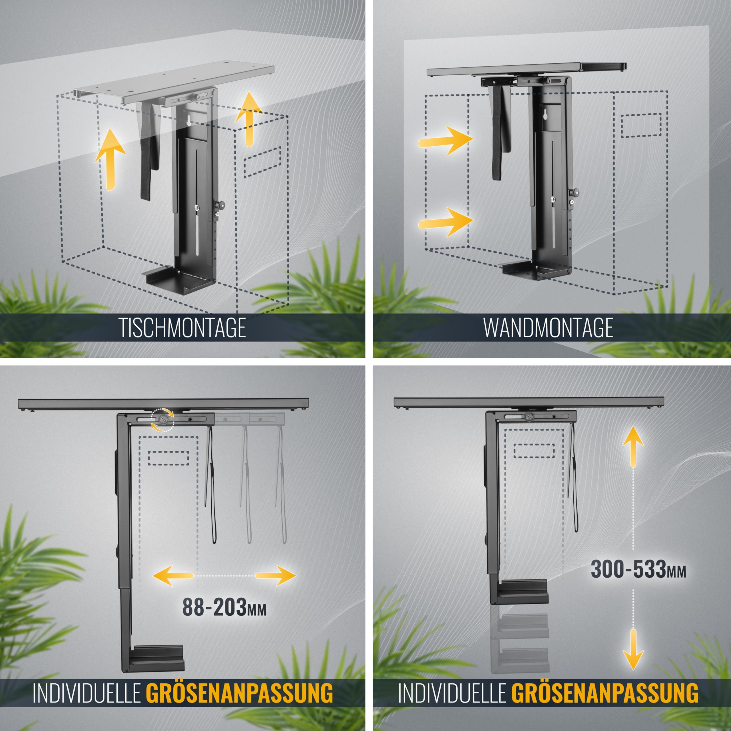 Ricoo PC Halterung unter Schreibtisch Computerhalterung für Untertisch TRH-05 bis & 360-Grad Drehbar Flexibel Schwenkbar Computer Server Rack Gehäuse Tischhalterung – Bild 3