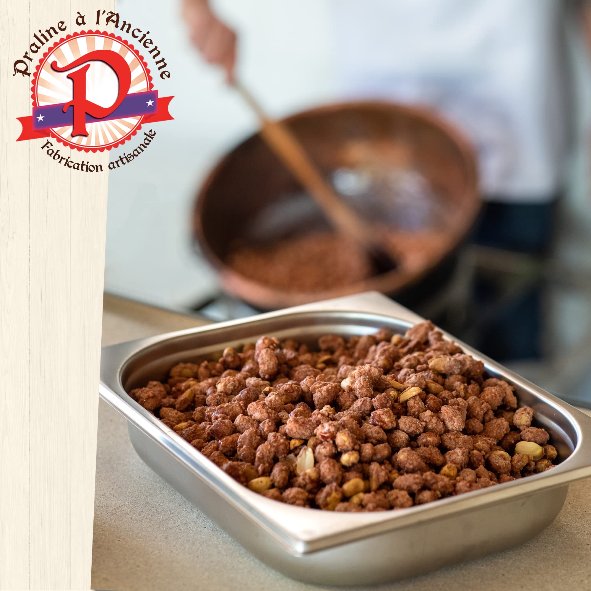 Pralinés a la Antigua - Caja de Regalo de Pralinés «Clásicos» - Delicias Artesanales Favoritas - Almendras, Pacanas, Cacahuetes - 3 Bolsitas - 430 gr - Fabricado en Francia