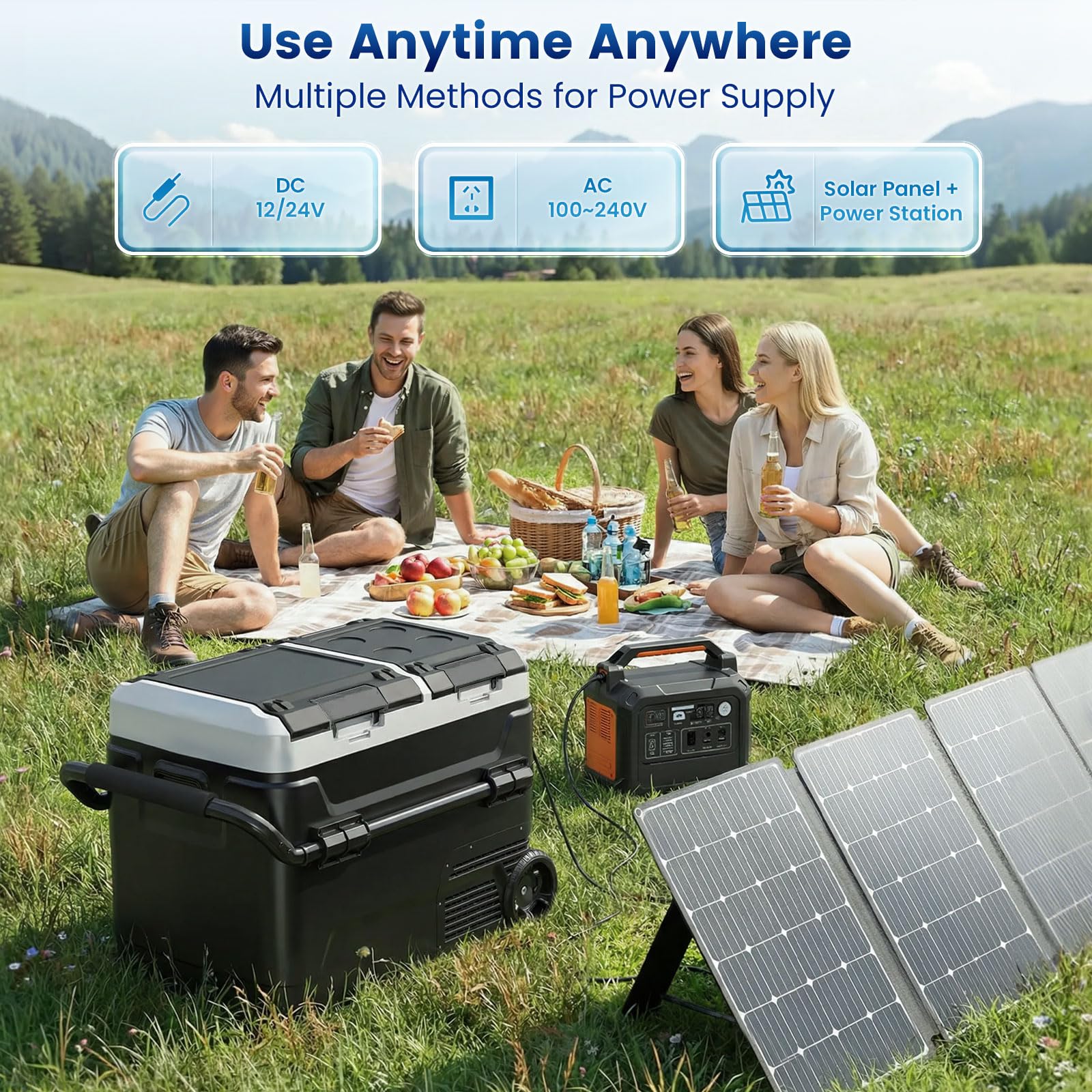 50L Kompressor Kühlbox Bluetooth-App 2× Temperaturregelung -20°C bis 20°C 12V/24V/230V Leise 45 dB Auto Caravan Camping