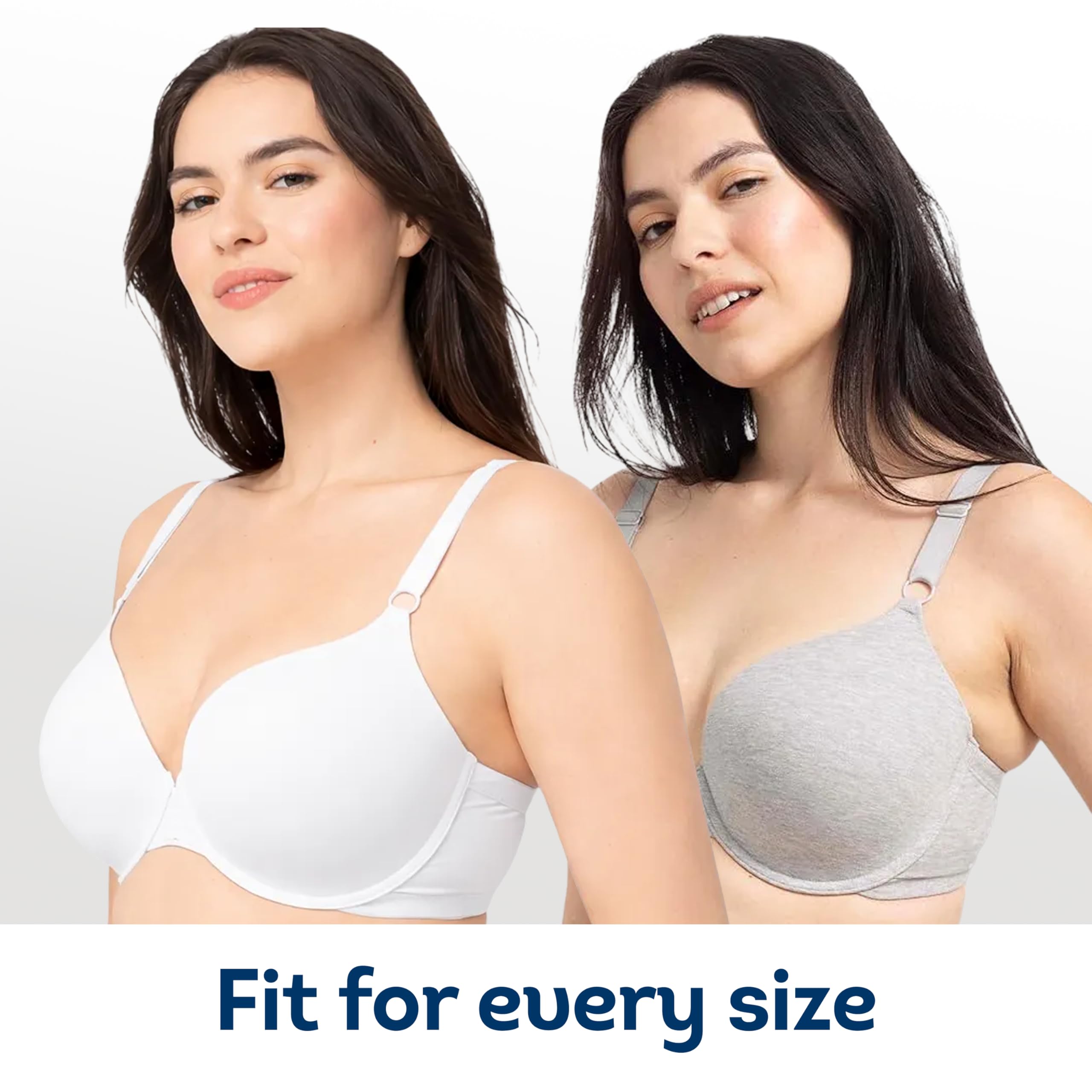 Fruit of the Loom Women's Smooth Cotton T-Shirt Bra - Ultra-Soft, Flexible, and Invisible Under Tees: 36DDD Heather Grey/White
