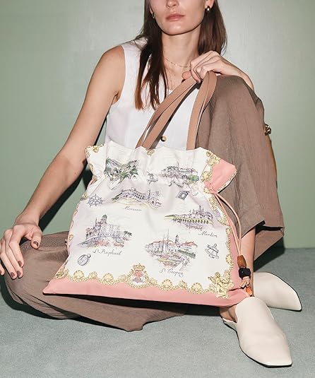 Amazon | [トプカピ] トートバッグ マイルドサテン スカーフ柄 巾着