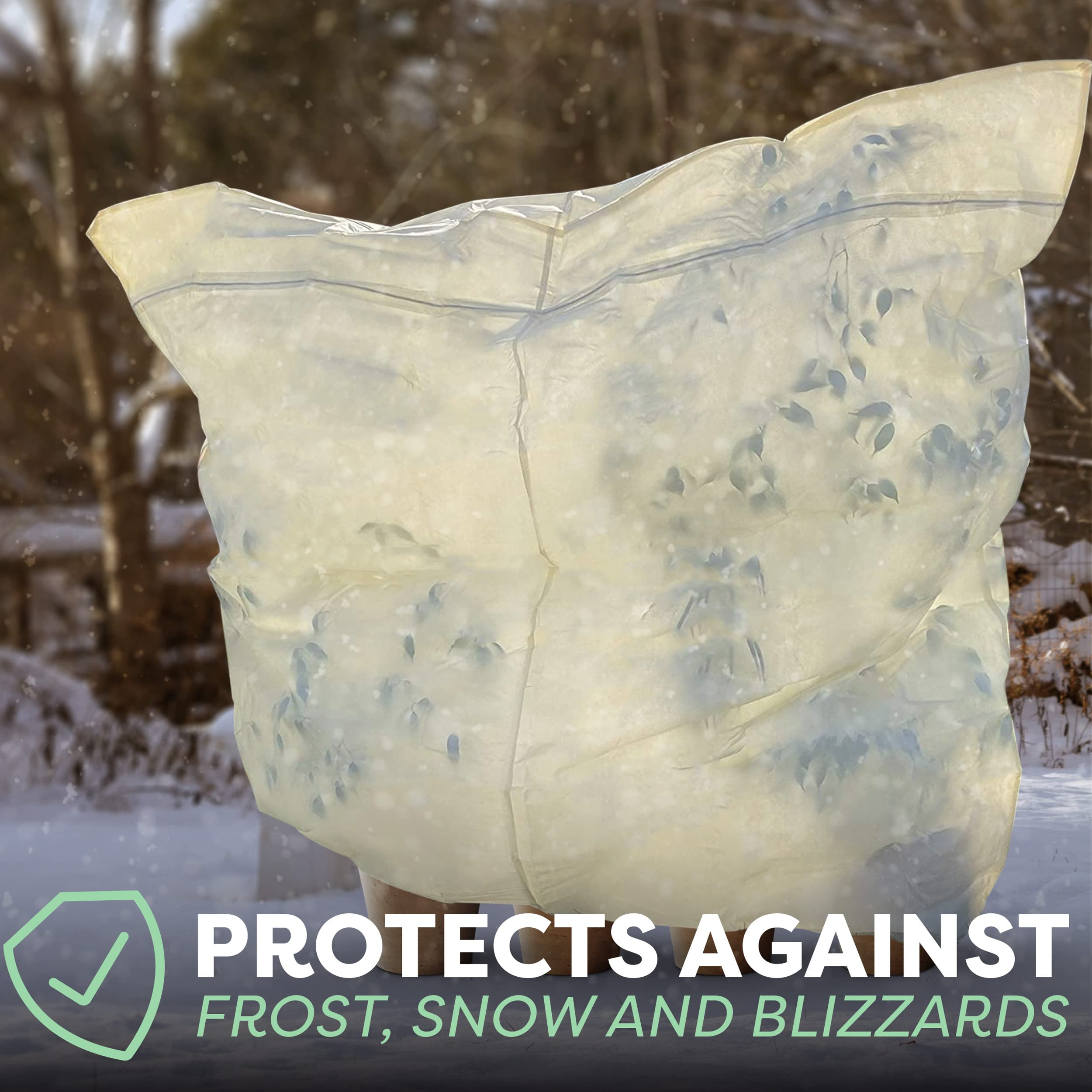 Praknu Plant Covers Freeze Protection 79?x95? - Extra Large - Winter Blanket with Drawstring & Zipper - Thickened Frost Cloth for Outdoor Plants, Trees & Shrubs