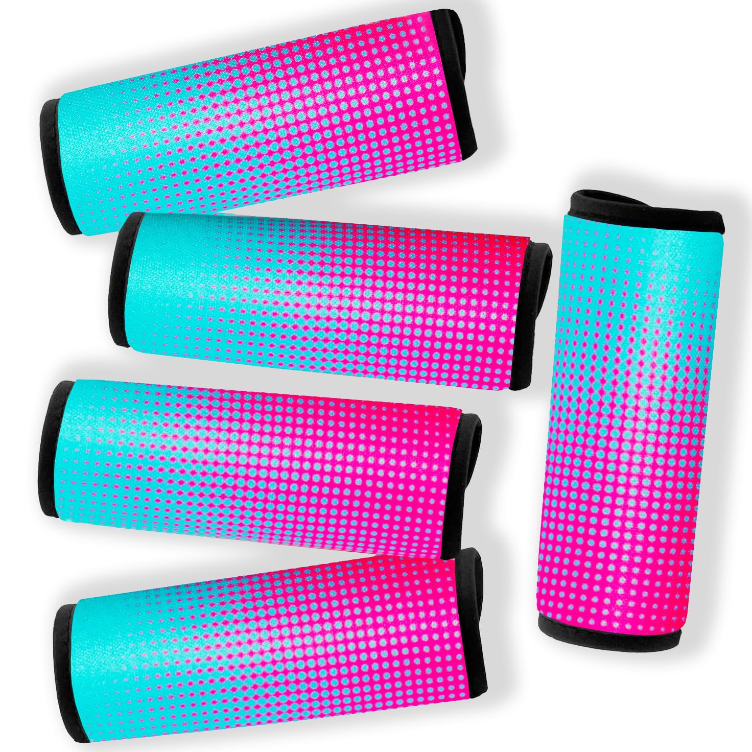 Gowraps 5 Pack Neoprene Luggage Handle Wraps Bright Luggage Tags/Identifiers/Marker/Grips Travel Accessories for Airplane/Flying/Luggage (Gradient Dot