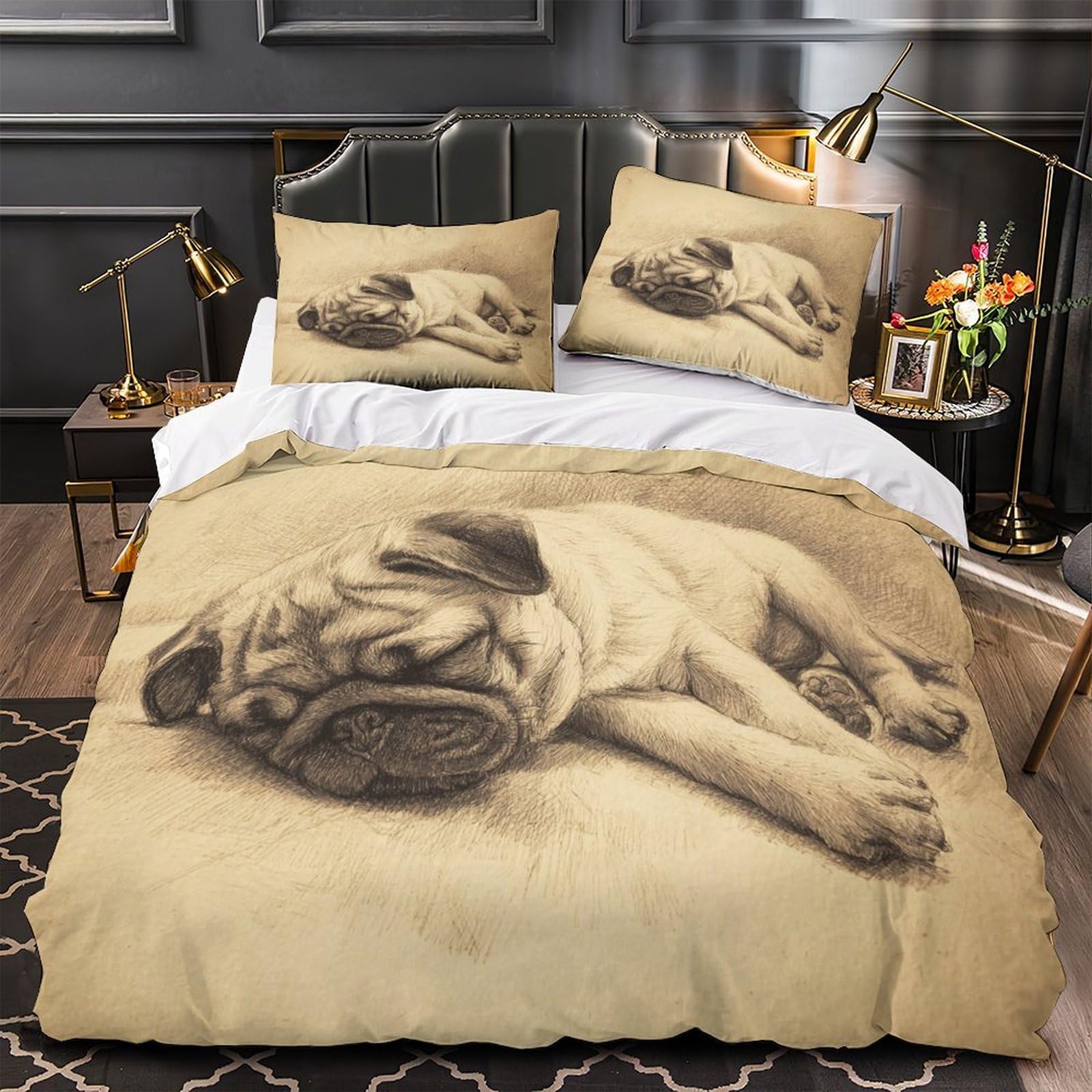 Linge de lit carlin léger et confortable pour chambre d'hommes