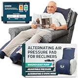 Lunderg Alternating Air Pressure Pad for Recliner Chair - Pressure Relief Cushion Topper for Recliner - Bed Sore Prevention - Medical Grade Mattress Pad, Cover & Quiet Pump - Home or Hospital (Blue)