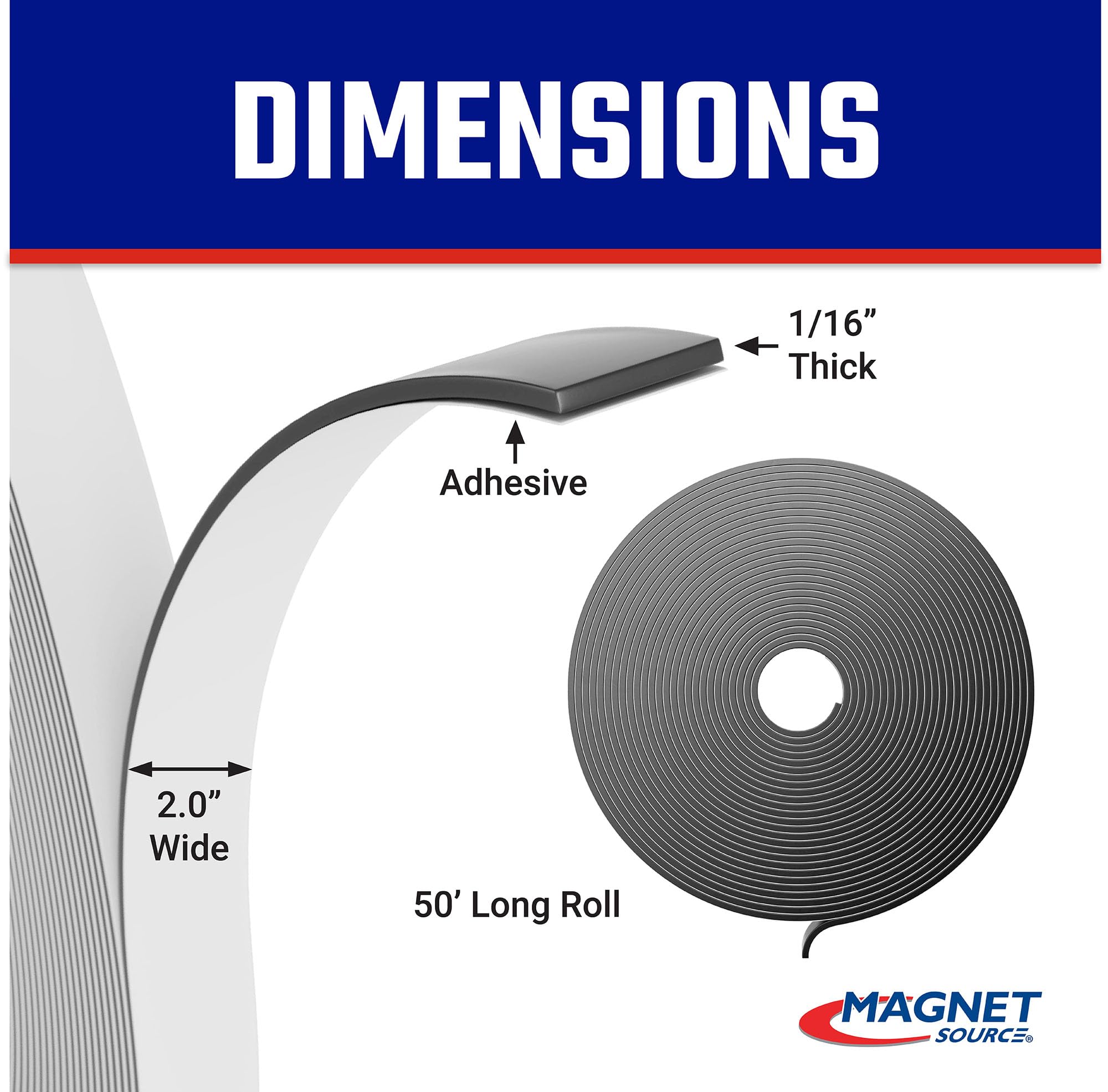 Master Magnetics - ZG80A-Ax50BX Flexible Magnet Strip with Adhesive Back , 1/16" Thick, 2" Wide, 50 feet (1 Roll) — Amazon image 2