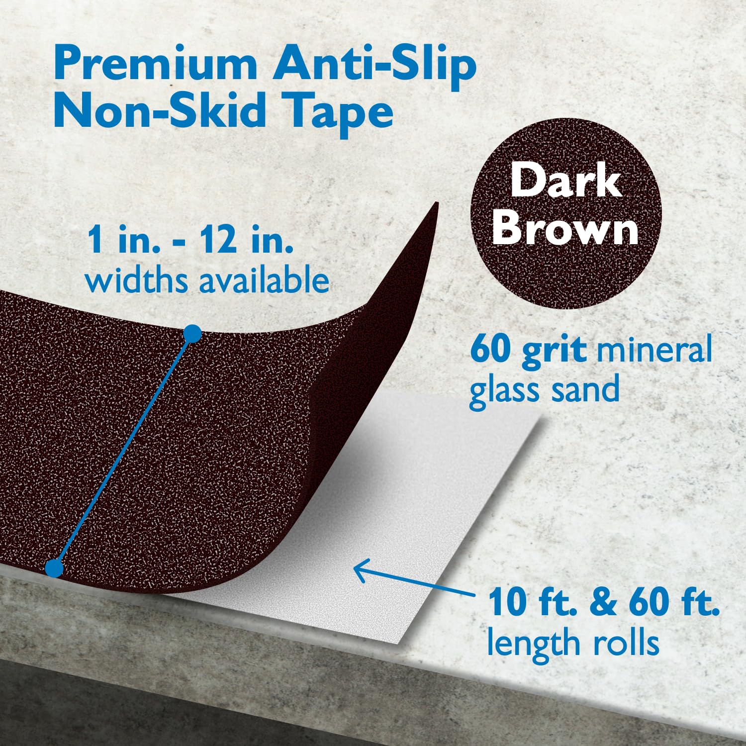 FindTape AST-35 Cinta antideslizante premium [colores, grano 60]: 12 in. x 10 ft. (Marron oscuro)