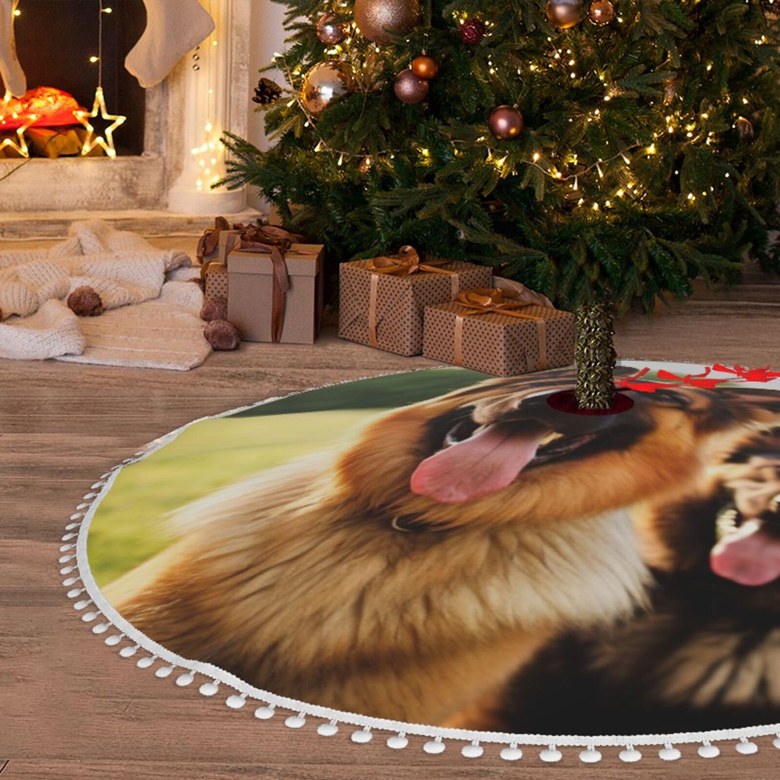 Jupe de sapin Berger Allemand en peluche de 122 cm pour décor de fête