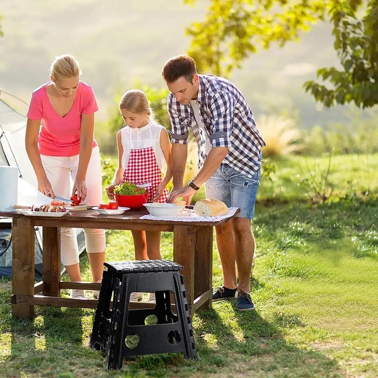 Taburete Plegable Portatil 45cm de Altura - Escalón para Adultos y Niños - Silla de Cocina, Baño y Jardín